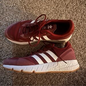 Adidas Maroon and White Athletic Shoes